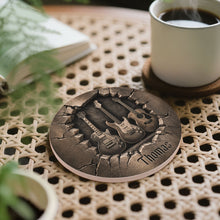 Load image into Gallery viewer, Personalized Ceramic Coaster with 3D Guitars Gift for Music Lovers