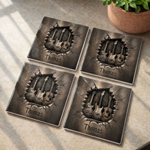 Load image into Gallery viewer, Personalized Music-Themed Ceramic Coaster Custom Gift for Dad