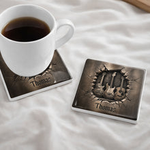 Load image into Gallery viewer, Personalized Music-Themed Ceramic Coaster Custom Gift for Dad