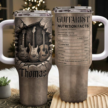 Load image into Gallery viewer, Personalized Guitarist Nutrition Facts Tumbler Custom Name 40oz Gift for Music Lovers