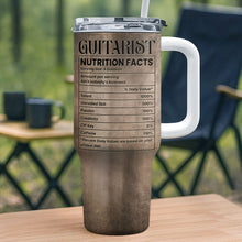 Load image into Gallery viewer, Personalized Guitarist Nutrition Facts Tumbler Custom Name 40oz Gift for Music Lovers