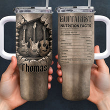 Load image into Gallery viewer, Personalized Guitarist Nutrition Facts Tumbler Custom Name 40oz Gift for Music Lovers