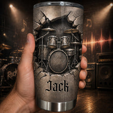 Load image into Gallery viewer, Personalized Drum Kit Stainless Steel Tumbler Custom Gift for Drummer