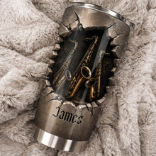 Load image into Gallery viewer, Personalized Music Lover Tumbler with Saxophones Custom Name Gift for Dad