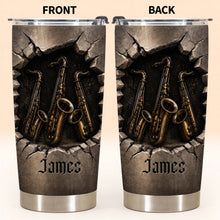 Load image into Gallery viewer, Personalized Music Lover Tumbler with Saxophones Custom Name Gift for Dad