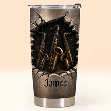 Load image into Gallery viewer, Personalized Music Lover Tumbler with Saxophones Custom Name Gift for Dad