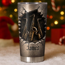 Load image into Gallery viewer, Personalized Music Lover Tumbler with Saxophones Custom Name Gift for Dad