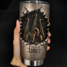 Load image into Gallery viewer, Personalized Music Lover Tumbler with Saxophones Custom Name Gift for Dad