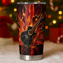 Load image into Gallery viewer, Personalized Music Lover Tumbler Custom Flaming Guitar 20oz