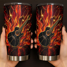 Load image into Gallery viewer, Personalized Music Lover Tumbler Custom Flaming Guitar 20oz