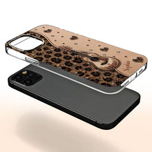 Load image into Gallery viewer, Personalized Clear Phone Case with Guitar & Leopard Print for Music Lovers