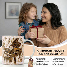 Load image into Gallery viewer, Personalized Leopard Pattern Grand Piano Mug Custom Gift for Music Lovers