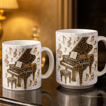Load image into Gallery viewer, Personalized Leopard Pattern Grand Piano Mug Custom Gift for Music Lovers