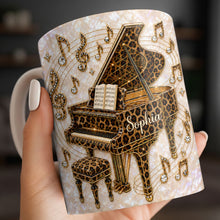 Load image into Gallery viewer, Personalized Leopard Pattern Grand Piano Mug Custom Gift for Music Lovers
