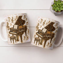 Load image into Gallery viewer, Personalized Leopard Pattern Grand Piano Mug Custom Gift for Music Lovers