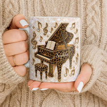 Load image into Gallery viewer, Personalized Leopard Pattern Grand Piano Mug Custom Gift for Music Lovers