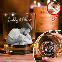 Load image into Gallery viewer, Customized Engraved Rock Glass Photo Gift for Dad Father's Day