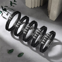 Load image into Gallery viewer, Personalized Leather Bracelet with Engraved Kid Names Gift for Dad