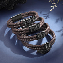 Load image into Gallery viewer, Personalized Leather Bracelet with Engraved Kid Names Gift for Dad
