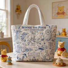 Load image into Gallery viewer, Personalized Winnie the Pooh 100th Anniversary Quilted Tote Bag Gift for Fans