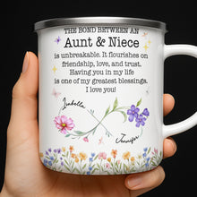 Load image into Gallery viewer, Personalized Enamel Mug Birth Month Flowers Gift for Niece