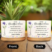 Load image into Gallery viewer, Personalized Ceramic Plant Pot Custom Birth Month Flowers for Niece