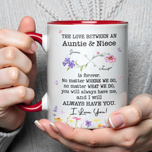 Load image into Gallery viewer, Personalized Accent Mug Custom Birth Month Flowers for Niece