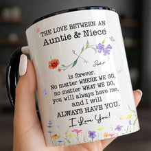 Load image into Gallery viewer, Personalized Accent Mug Custom Birth Month Flowers for Niece