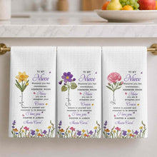 Load image into Gallery viewer, Personalized Kitchen Towel Custom Birth Flower Gift for Niece