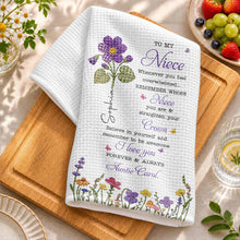Load image into Gallery viewer, Personalized Kitchen Towel Custom Birth Flower Gift for Niece