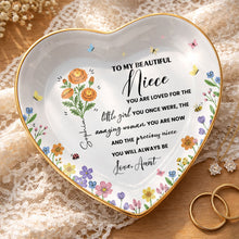 Load image into Gallery viewer, Personalized Heart-Shaped Jewelry Dish Custom Niece Gift