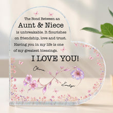 Load image into Gallery viewer, Personalized Heart Shaped Acrylic Plaque Gift for Aunt & Niece