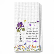 Load image into Gallery viewer, Personalized Kitchen Towel Custom Gift for Niece with Flowers