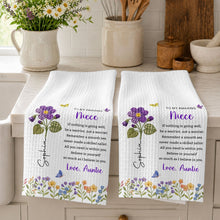 Load image into Gallery viewer, Personalized Kitchen Towel Custom Gift for Niece with Flowers