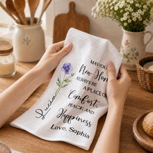 Load image into Gallery viewer, Personalized Kitchen Towel Custom Birth Month Flower Gift for Home