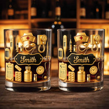 Load image into Gallery viewer, Personalized Whiskey Glass for Nurses Custom Name Gift