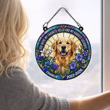 Load image into Gallery viewer, Personalized Memorial Suncatcher for Dog Lovers | Custom Flowers