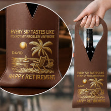 Load image into Gallery viewer, Personalized Leather Wine Bag Custom Name Beach Gift for Retirement