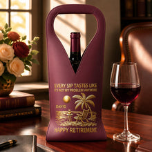 Load image into Gallery viewer, Personalized Leather Wine Bag Custom Name Beach Gift for Retirement