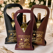 Load image into Gallery viewer, Personalized Leather Wine Bag Custom Name Beach Gift for Retirement