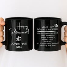Load image into Gallery viewer, Personalized Black Mug Custom Retirement Gift for Coworker