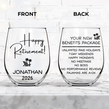 Load image into Gallery viewer, Personalized Stemless Wine Glass Custom Name Retirement Gift