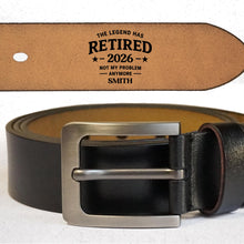 Load image into Gallery viewer, Personalized Engraved Leather Belt Custom Name Funny Gift for Dad