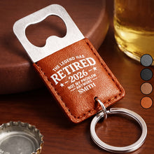 Load image into Gallery viewer, Personalized Leather Bottle Opener Keychain Custom Gift for Dad