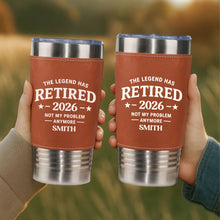 Load image into Gallery viewer, Personalized Leather Tumbler Custom Name Gift for Retirement