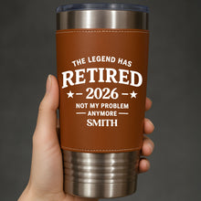 Load image into Gallery viewer, Personalized Leather Tumbler Custom Name Gift for Retirement