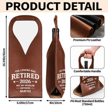 Load image into Gallery viewer, Personalized Leather Wine Bag Custom Name Gift for Retirement