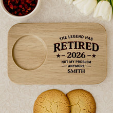 Load image into Gallery viewer, Personalized Engraved Serving Board with Cup Holder Retirement Gift for Him