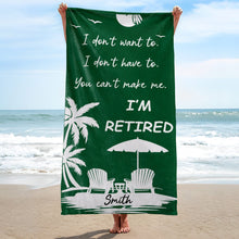 Load image into Gallery viewer, Personalized Microfiber Beach Towel Custom Name Gift for Retirees