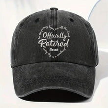 Load image into Gallery viewer, Personalized Denim Cap Custom Heart Typography Gift for Retirement